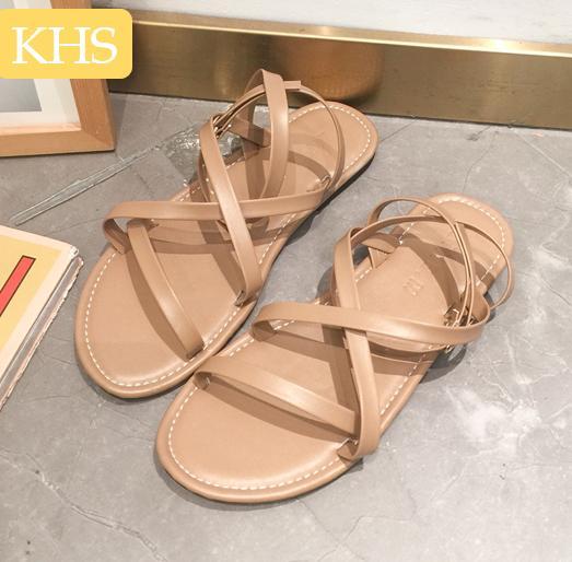 Giày Sandal quai ngang VS X chéo hậu đen
