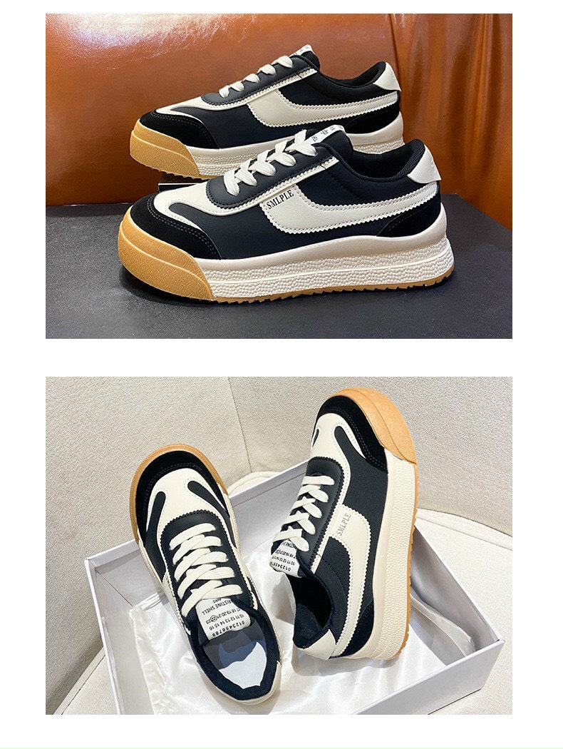 Giày nữ sneaker YLB phối da đế đúc bền đẹp tông màu mocha hót 2022