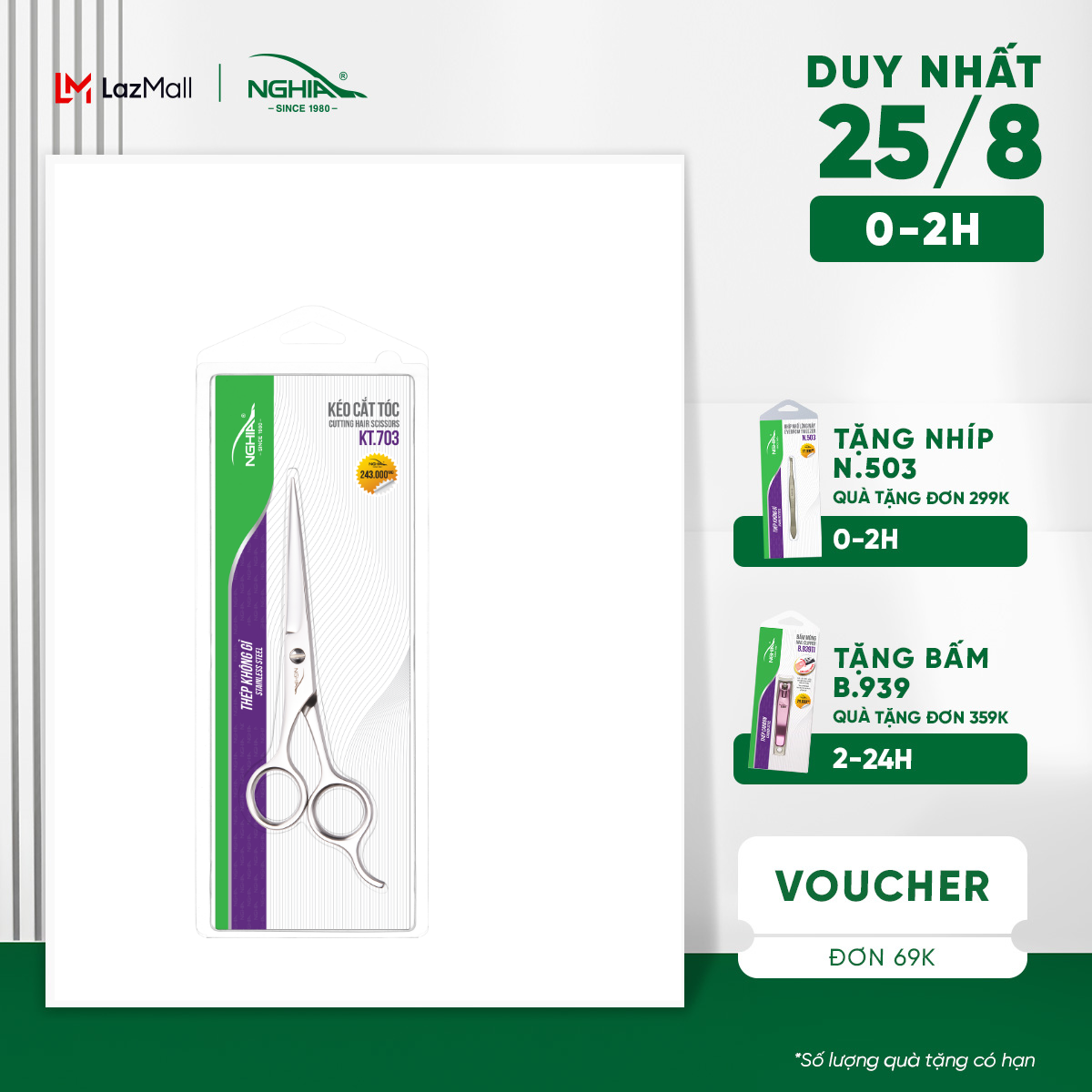 Kéo Cắt Tóc Thép Không Gỉ Cao Cấp KỀM NGHĨA KT.703 16,8cm- Tặng Kèm Bao Da (Lưỡi ngắn)