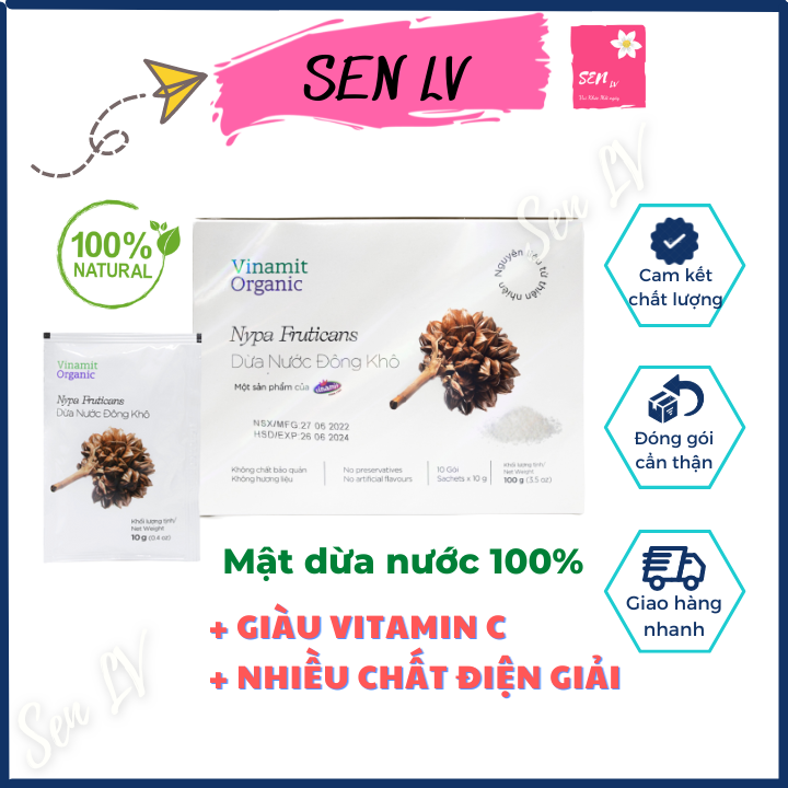 Mật dừa nước sấy đông khô hộp 100g Vinamit Organic 100% mật dừa nước