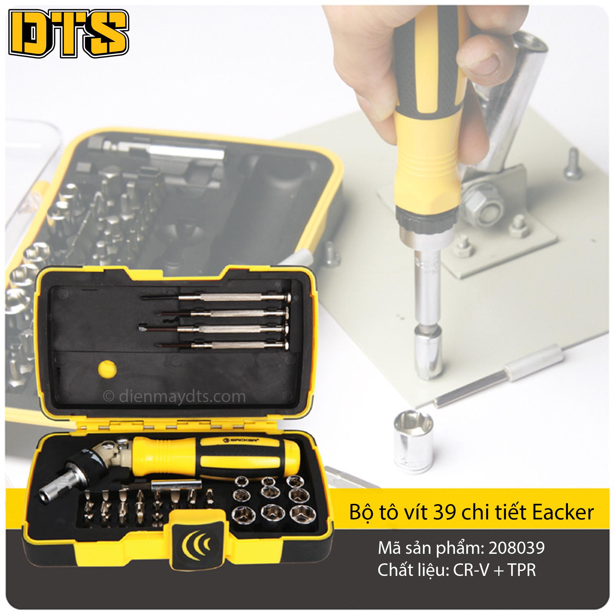 Bộ tô vít đa năng 39 chi tiết vít và tuýp eacker usa 208039
