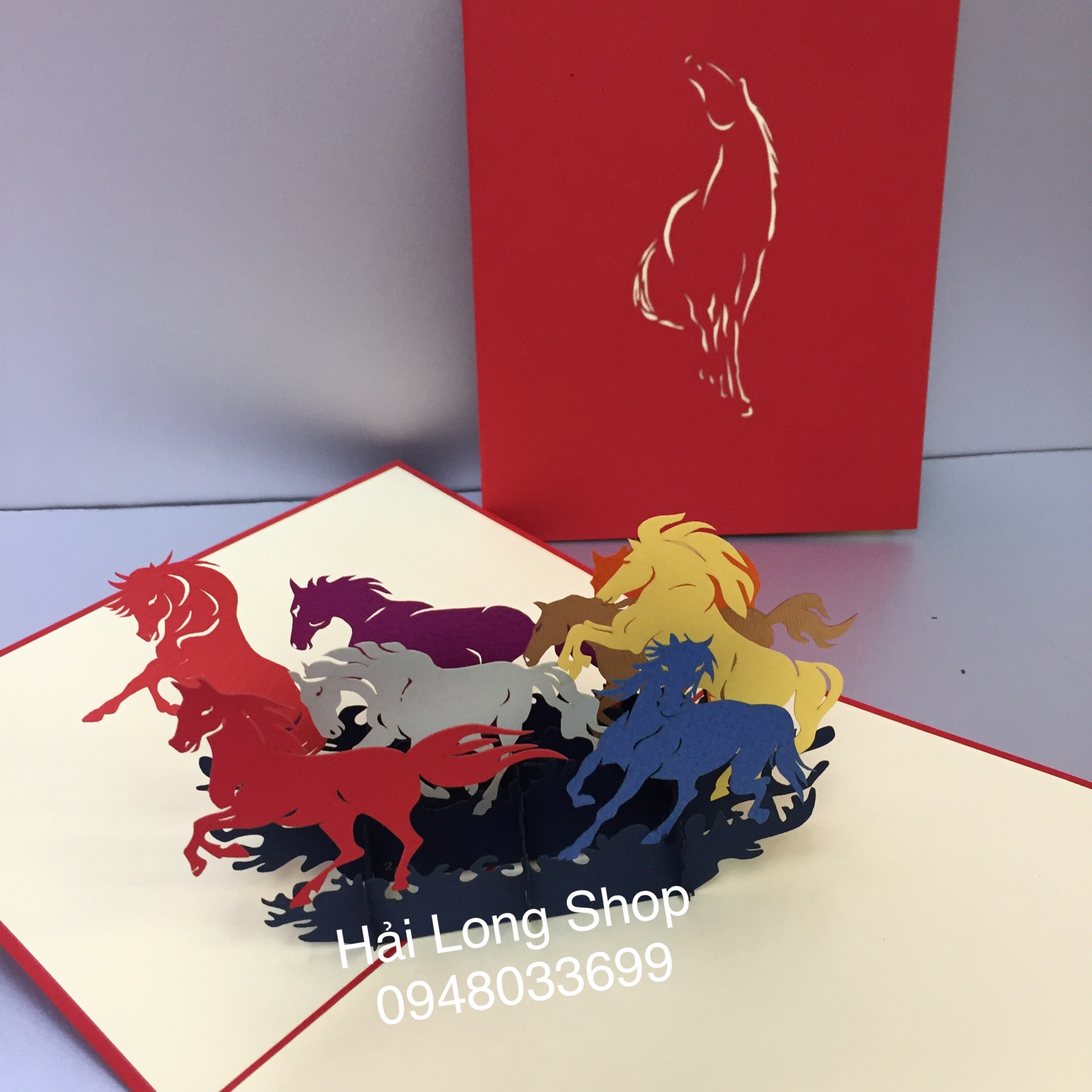 Bát mã 2 - horse - thiệp 3d