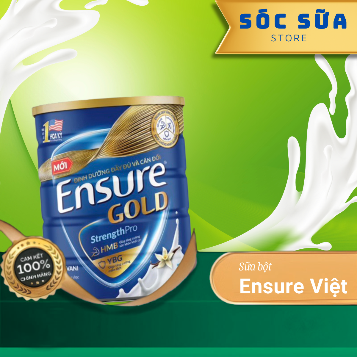 Sữa bột Ensure gold Việt Nam hộp 850gram, hương vani thơm ngon, dễ uống