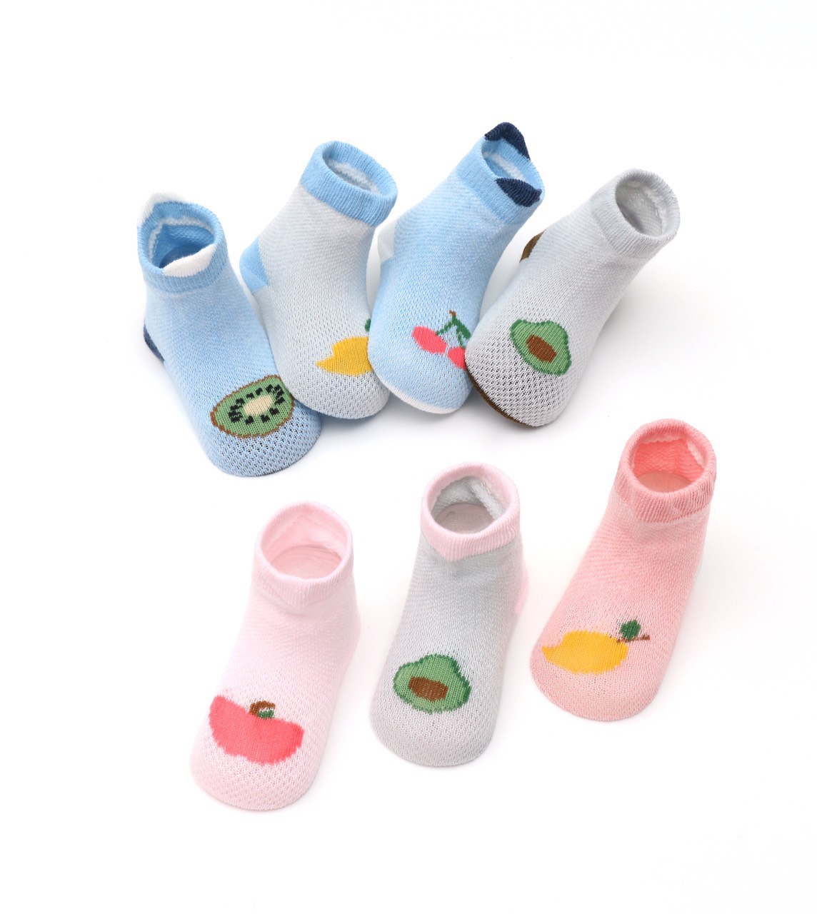 Set 5 đôi tất lưới cao cổ hình hoa quả cho bé T03