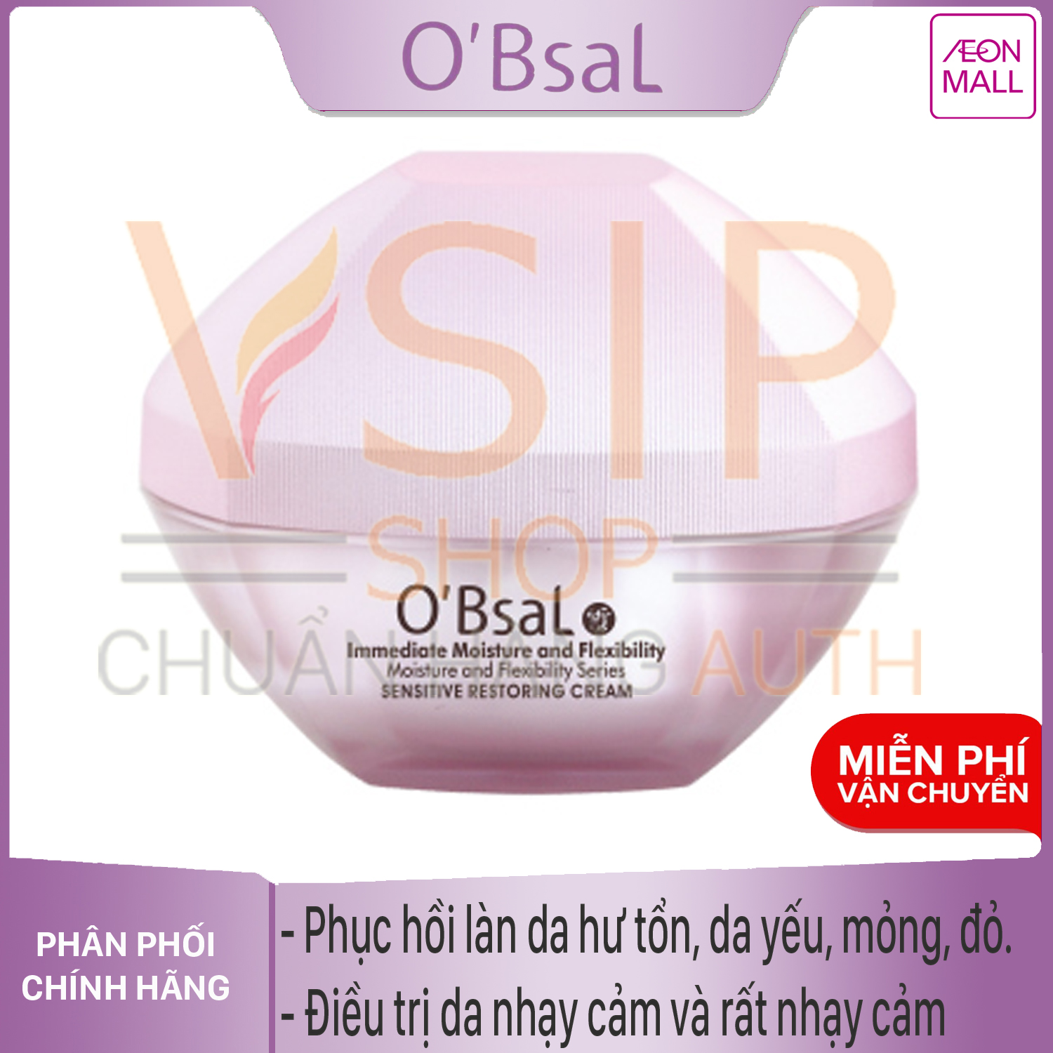 Kem dưỡng chữa sửa làn da hư tổn nhẹ đến rất nặng O'Bsal Sensitive Restoring Cream 30ml ( OBsal )