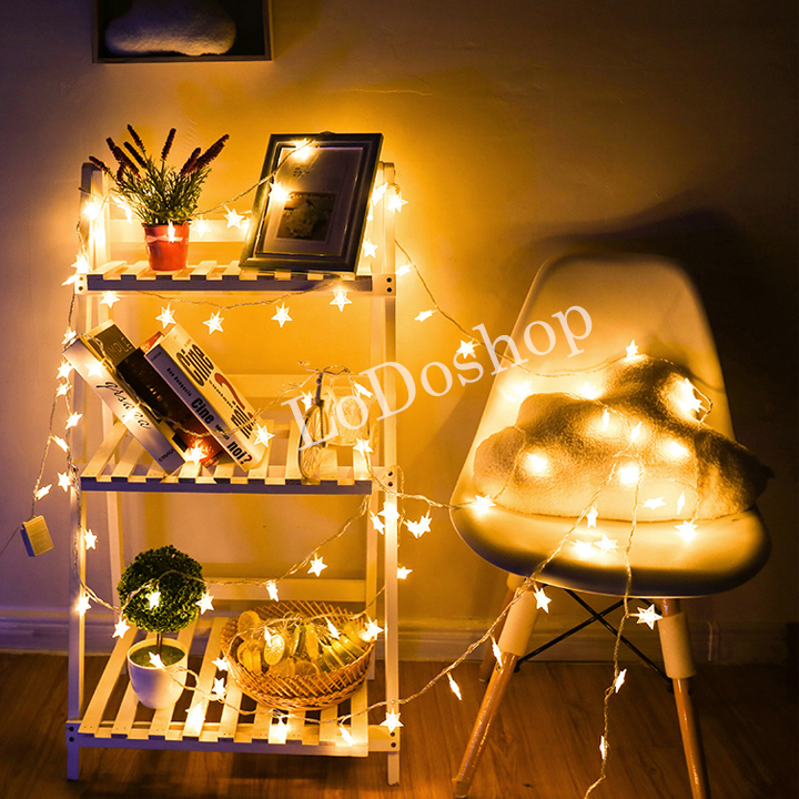 Đèn led trang trí hình ngôi sao dài 6m nhiều màu - Đèn led dây trang trí sinh nhật - Dây đèn led đom đóm dùng điện - Đèn trang trí nhà cửa tết - Decor phụ kiện trang trí noel, đám cưới - Lễ hội hội nghị tiệc - Happy birthday