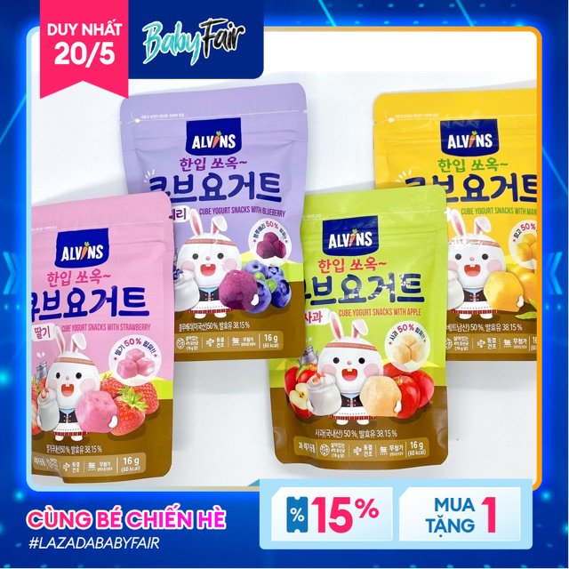 Sữa chua khô alvins sấy lạnh 16g cho bé từ 12 tháng tuổi