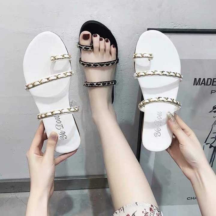 Dép sỏ ngón thời trang nữ quai xích ngang cực hót cho mùa hè năng động (ảnh chụp thật)