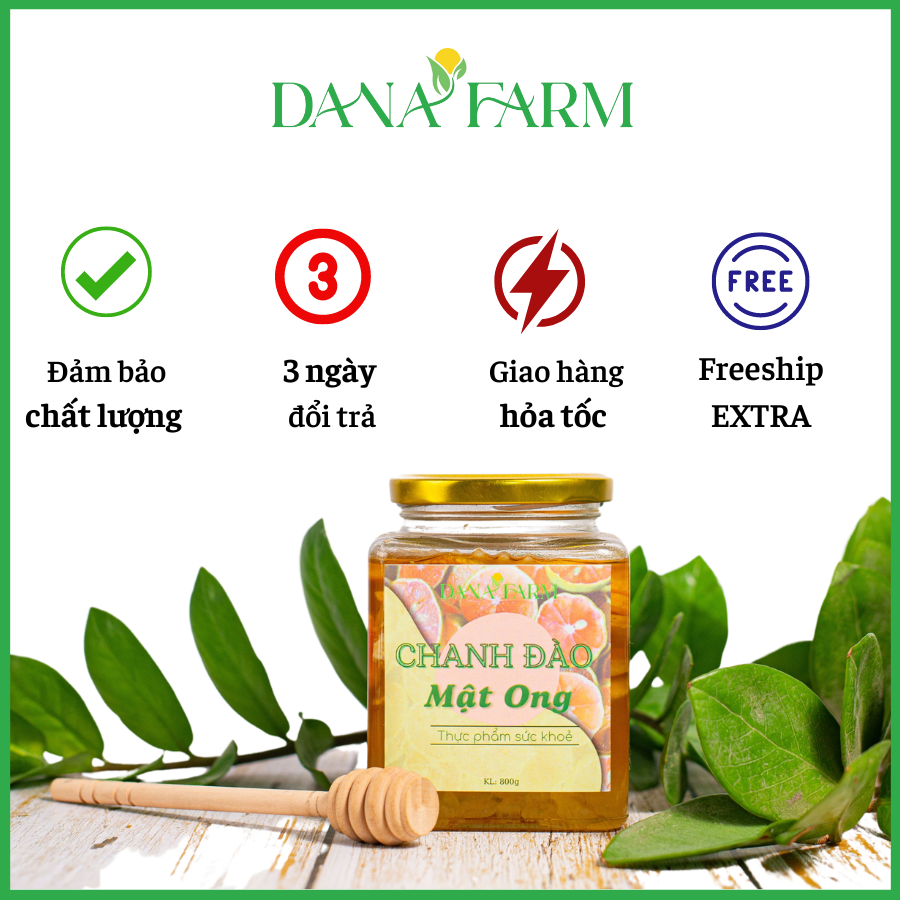 Chanh đào ngâm mật ong Dana Farm - 800gram