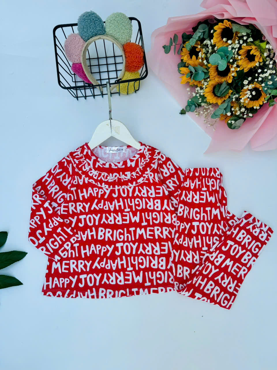 Đồ bộ bé gái, bộ bé gái dài tay size đại thun cotton borrip cổ bèo Jennie kids J344