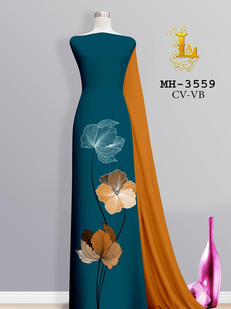 Vải may áo dài in 3d cao cấp in hoa văn sắc nét siêu sang