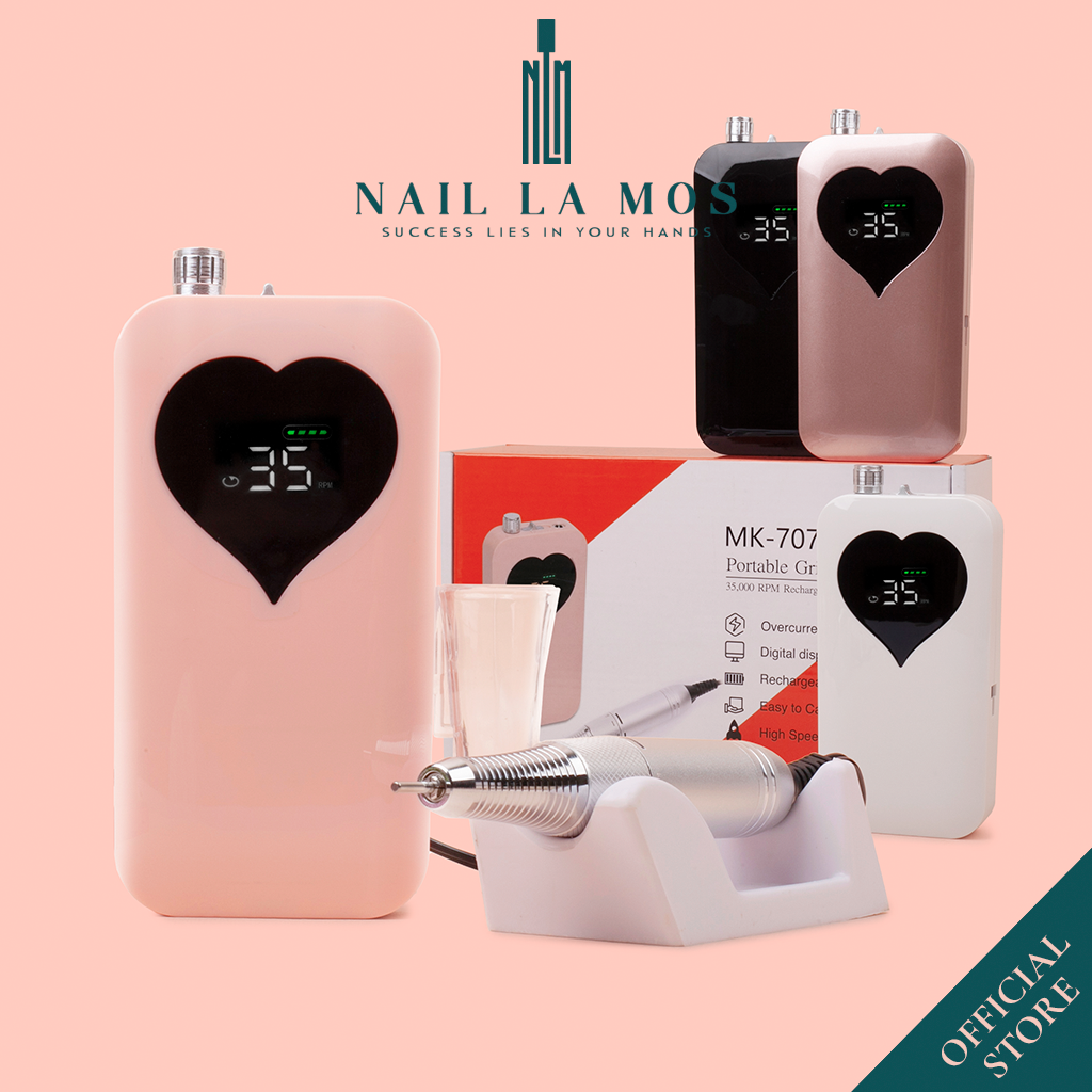 Máy mài móng tích điện MK-707 chính hãng - Máy mài móng nail màn hình trái tim, tay cầm mài êm
