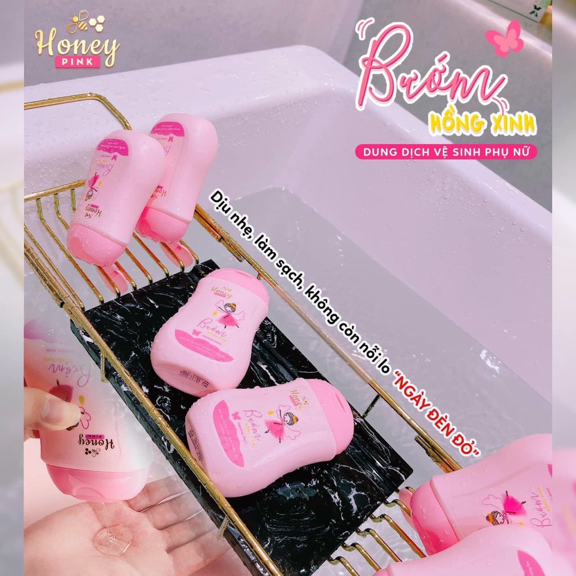 Dung dich vệ sinh honey pink - bướm hồng xinh 200ml