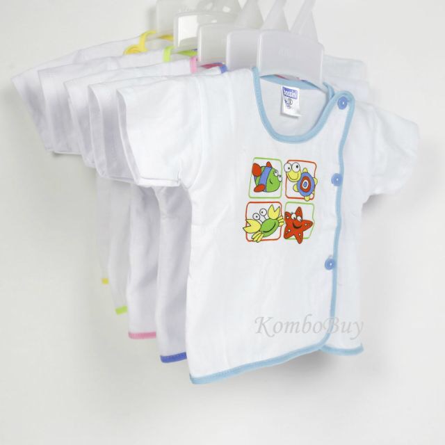 ÁO SƠ SINH BÁC SĨ TAY NGẮN BOSSINI/ ÁO CÚC LỆCH SƠ SINH