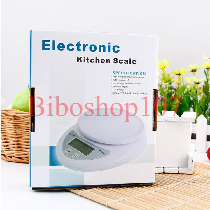 Cân điện tử để bàn mini dùng cho nhà bếp tối đa 5kg tối thiểu 1g kèm 2 pin AAA