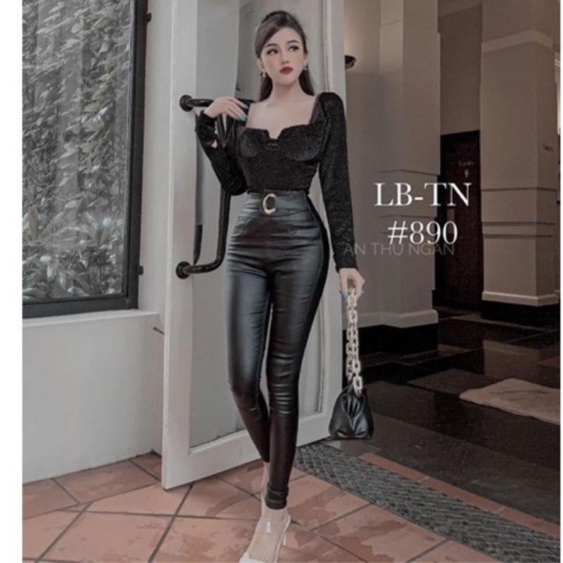 Quần Tregging da cạp cao đai luồn chuẩn đẹp