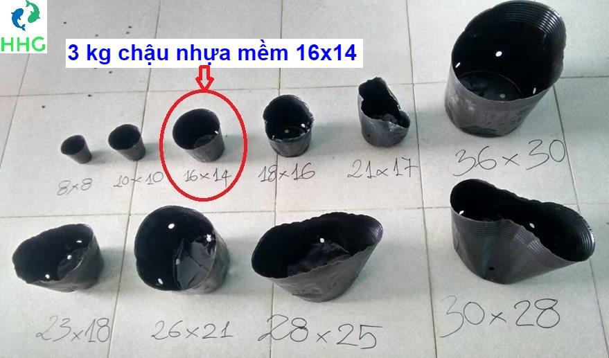 3kg chậu nhựa mềm ươm cây 16x14 - bịch, túi bầu 16x14, 3kg = khoảng 450 chậu 16x14
