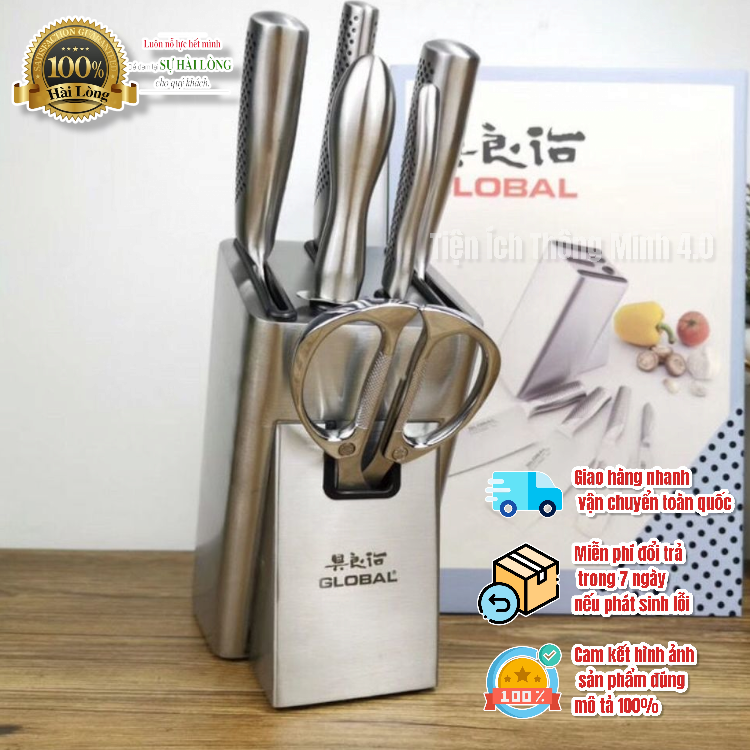 Bộ dao bếp nhật bản cao cấp 7 món chất liệu thép không gỉ cromova 18 hàng chính hãng