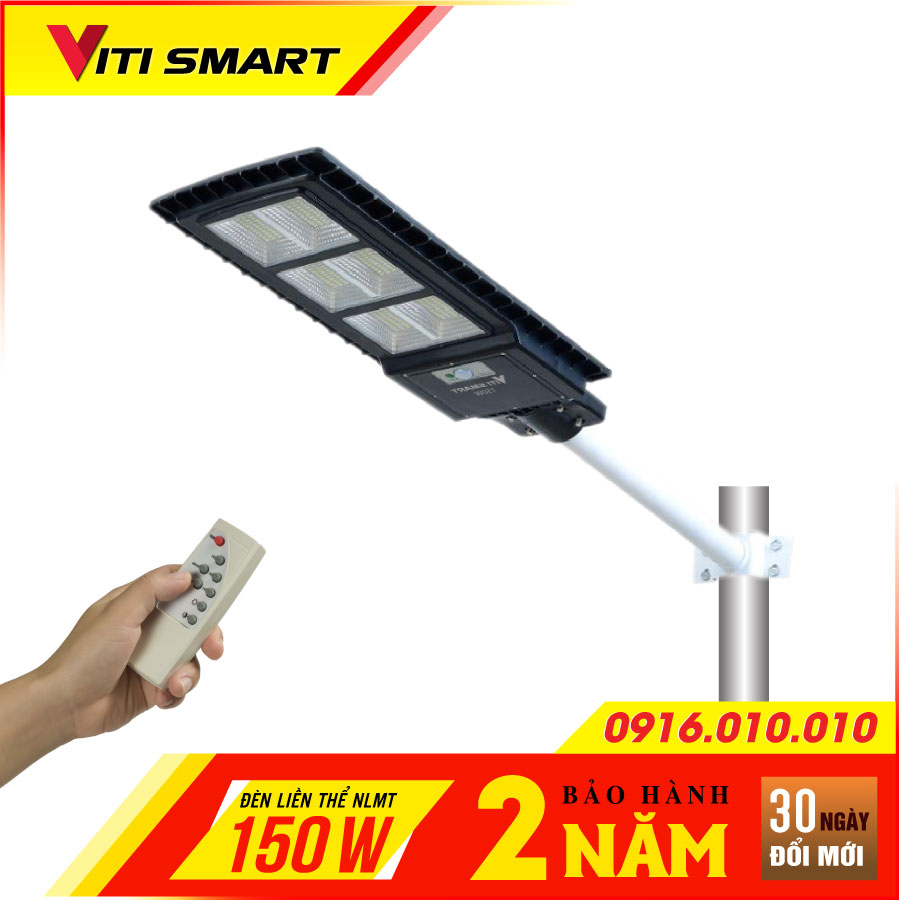 Đèn năng lượng mặt trời liền thể công suất 150w viti smart, den nang luong mat troi viti smart