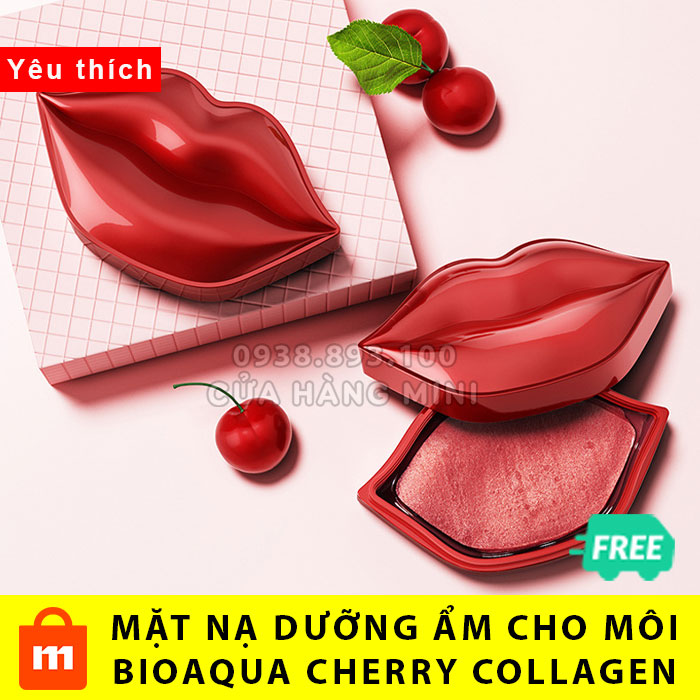 【CHÍNH HÃNG】Hộp 20 Miếng Mặt Nạ Dưỡng Môi Bioaqua Cherry Collagen