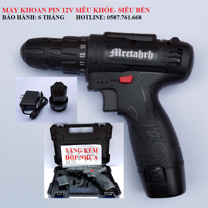 [CHÍNH HÃNG]Bộ máy khoan sửa chữa vặn vít 12V dùng pin có đảo chiều Thái Lan