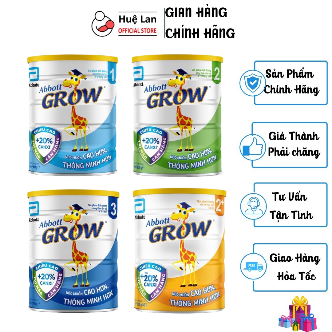Combo 3 hộp sữa bột abbott grow 1/2/3/2+ hương vani 900g/850g