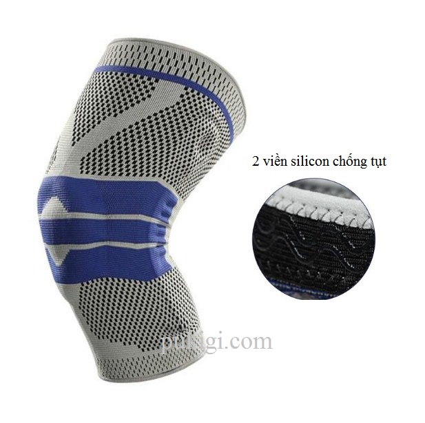 Băng gối 1 đệm silicon bảo vệ gối,2 dây lò xo hỗ trợ vận động,viền silicon chống tụt