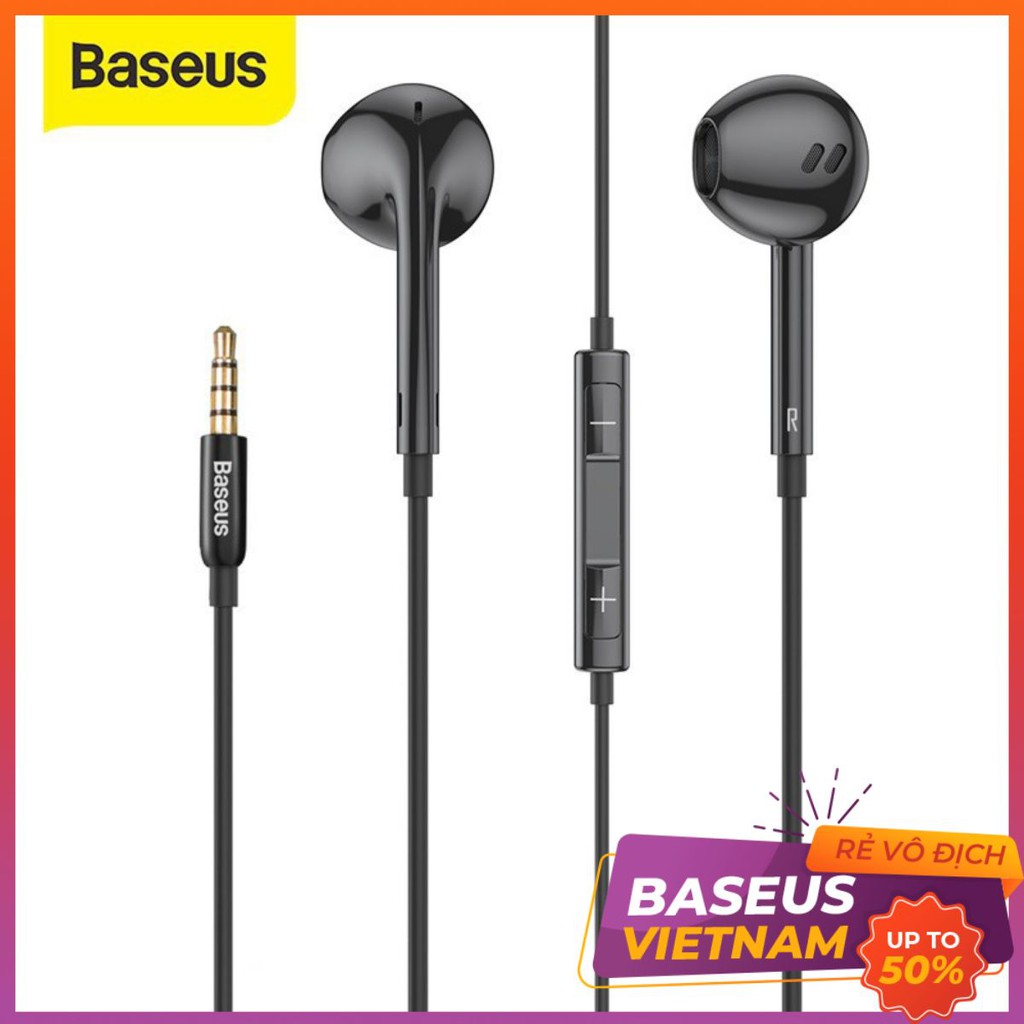 Tai nghe có dây Baseus Encok H16 Wired Earphone 3.5mm 1.2m , tích hợp micro đàm thoại chất lượng cao