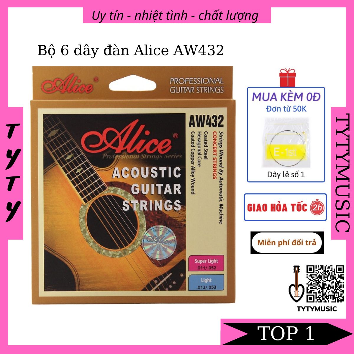 Bộ dây đàn guitar acoustic Alice AW432 giá rẻ TYTYmusic