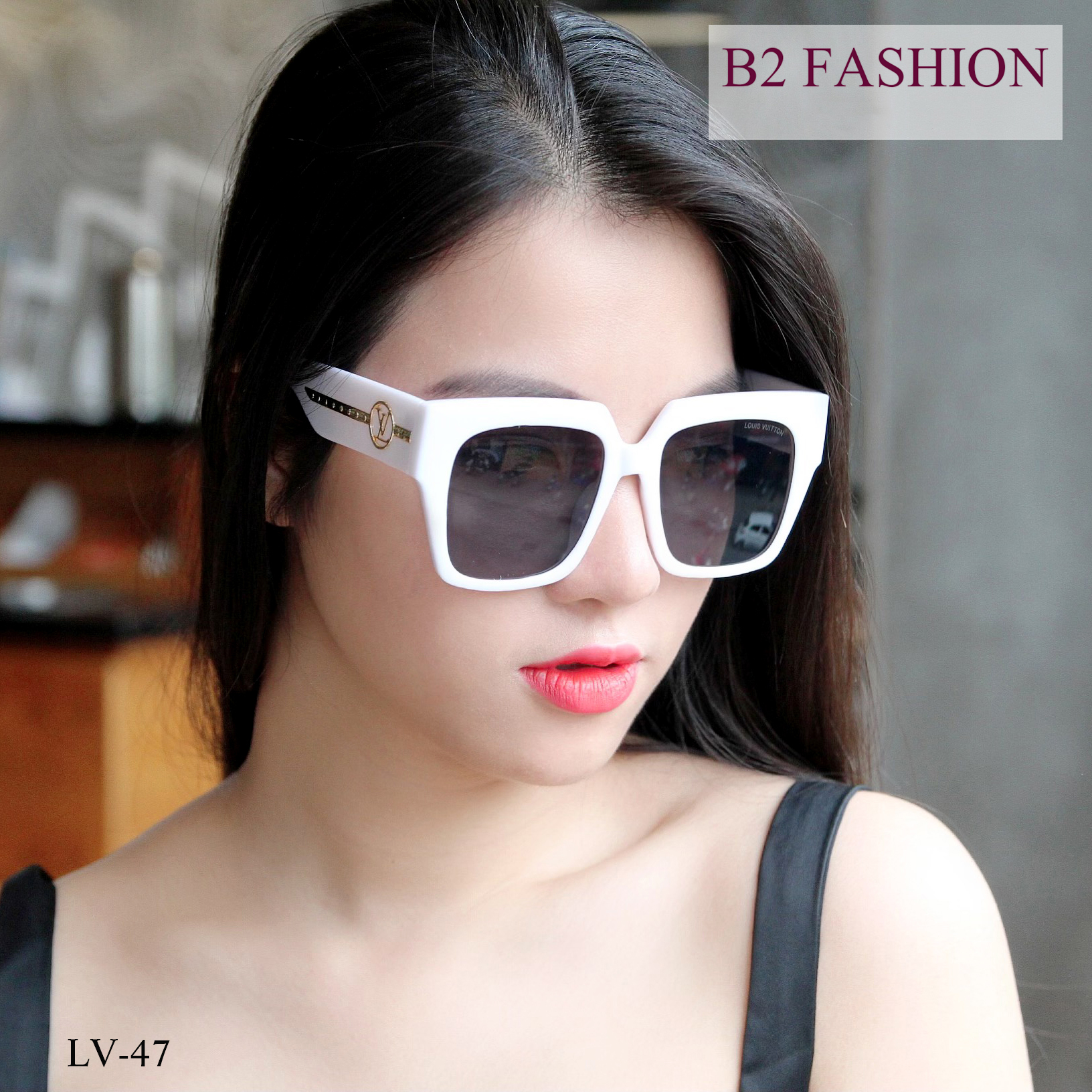 Kính mát nam nữ L.V dáng vuông sành điệu. Kính râm nữ chống tia UV400 bảo vệ mắt tuyệt đối
