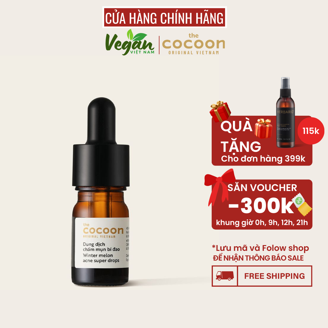 Dung dịch chấm mụn bí đao loại bỏ mụn ẩn mụn mủ mờ vết thâm cocoon viet nam (winter melon acne super drops) 5ml  - Vegan Việt Nam