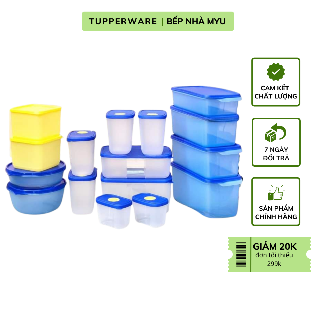 Bộ hộp tupperware trữ đông và mát modern set 16 hộp