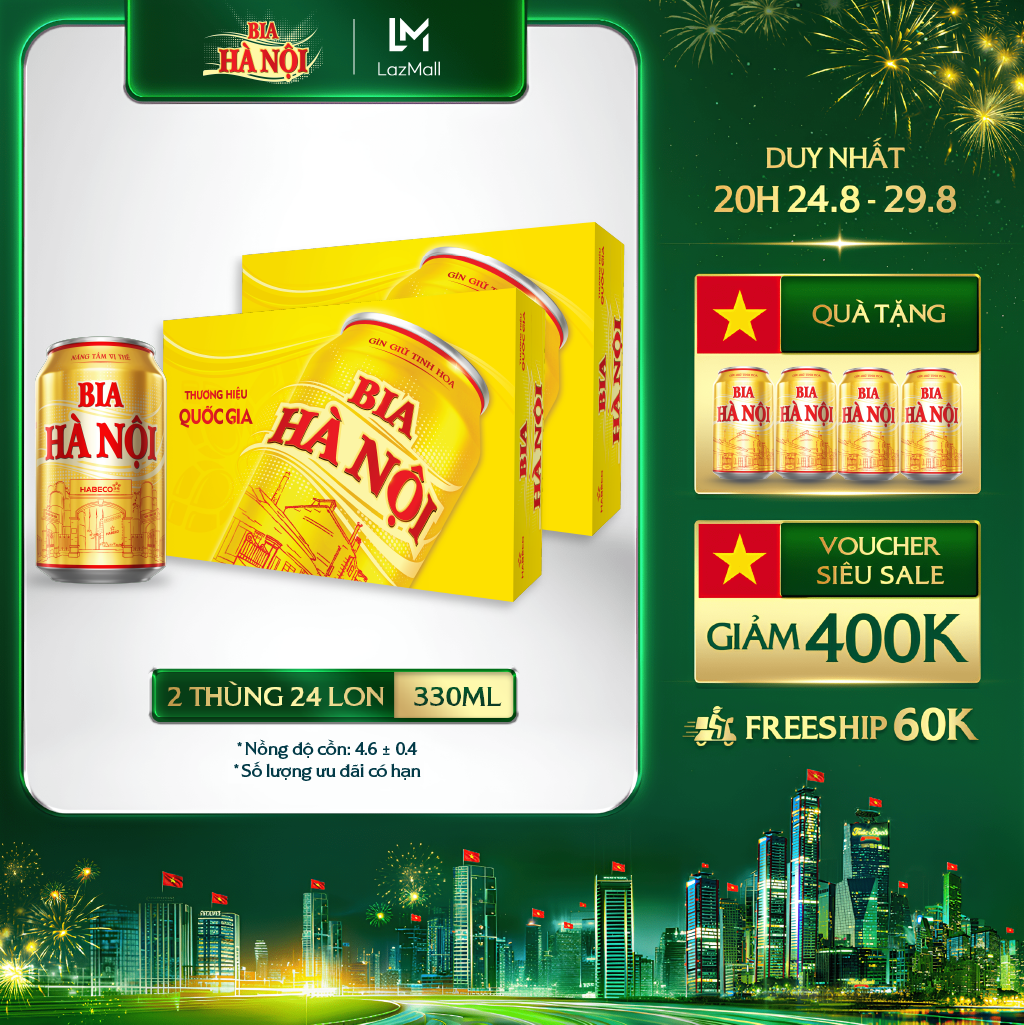 Combo 2 thùng 24 lon bia hà nội – habeco