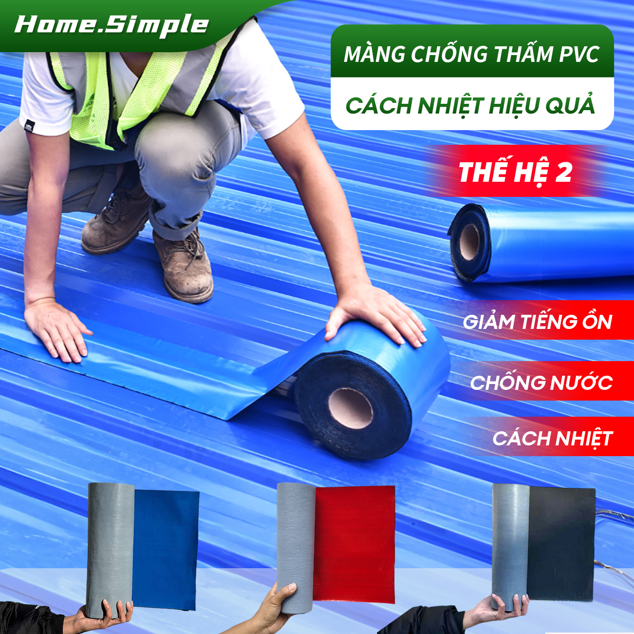 MÀNG CHỐNG THẤM PVC Cuộn 5 mét Băng keo dán  Miếng dán siêu dính Rộng 20cm/30cm/50cm/100cm Mái Tôn Miến Dán Chống Thấm Dột