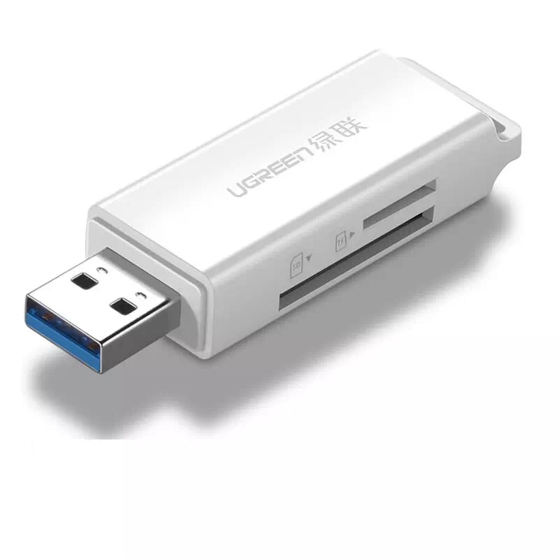 Đầu đọc thẻ nhớ sd/tf chuẩn usb 3.0 màu trắng ugreen 40753