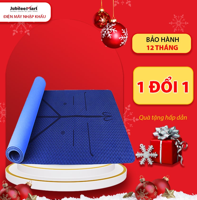 Thảm tập yoga định tuyến 2 lớp TPE 6mm tập thể dục chống trơn trượt siêu bền, êm ái  thảm chất hiệu an toàn cho sức khỏe
