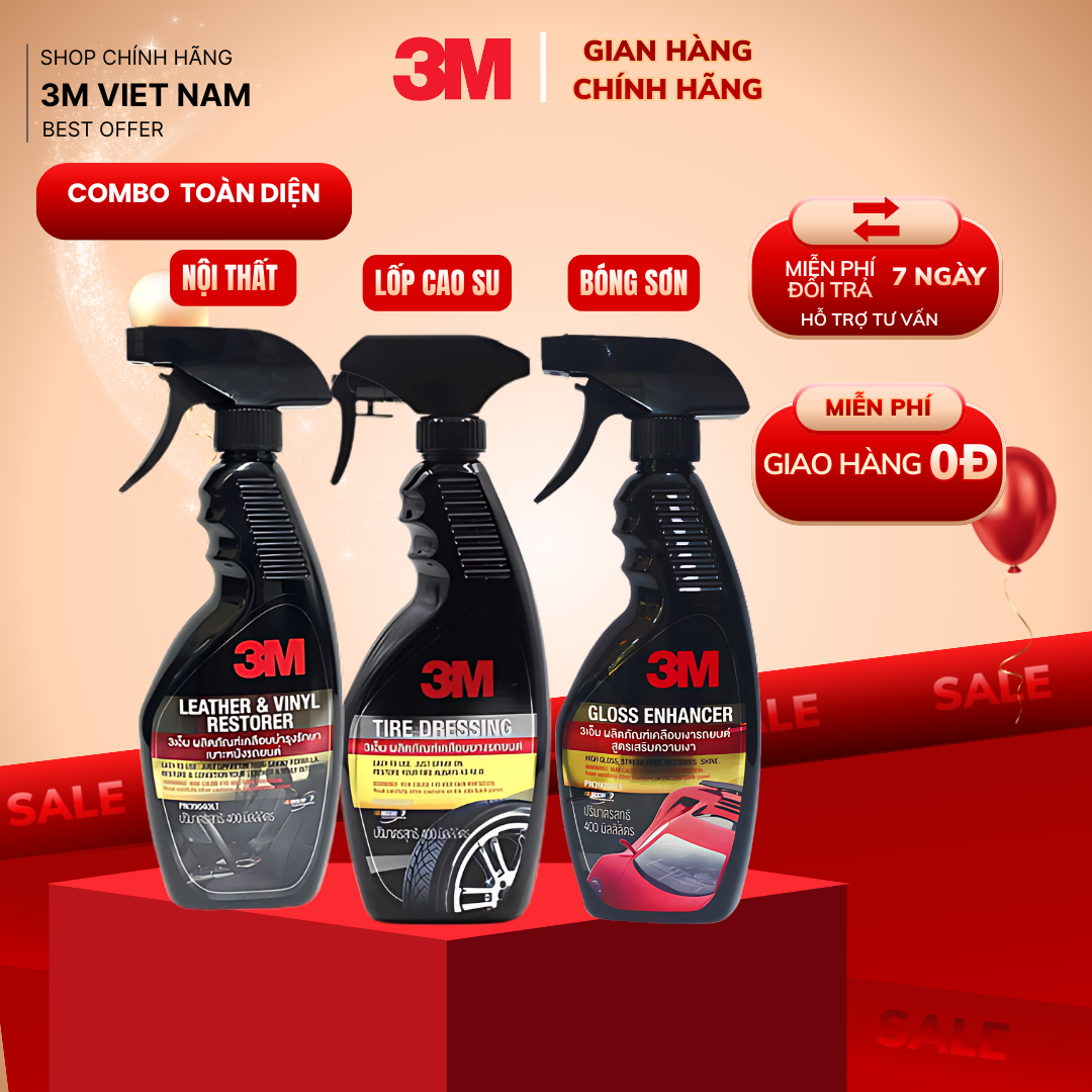 Bộ sản phẩm chăm sóc xe hơi toàn hoàn hảo nội thất - lốp - bóng sơn - Nhập khẩu Thái Lan