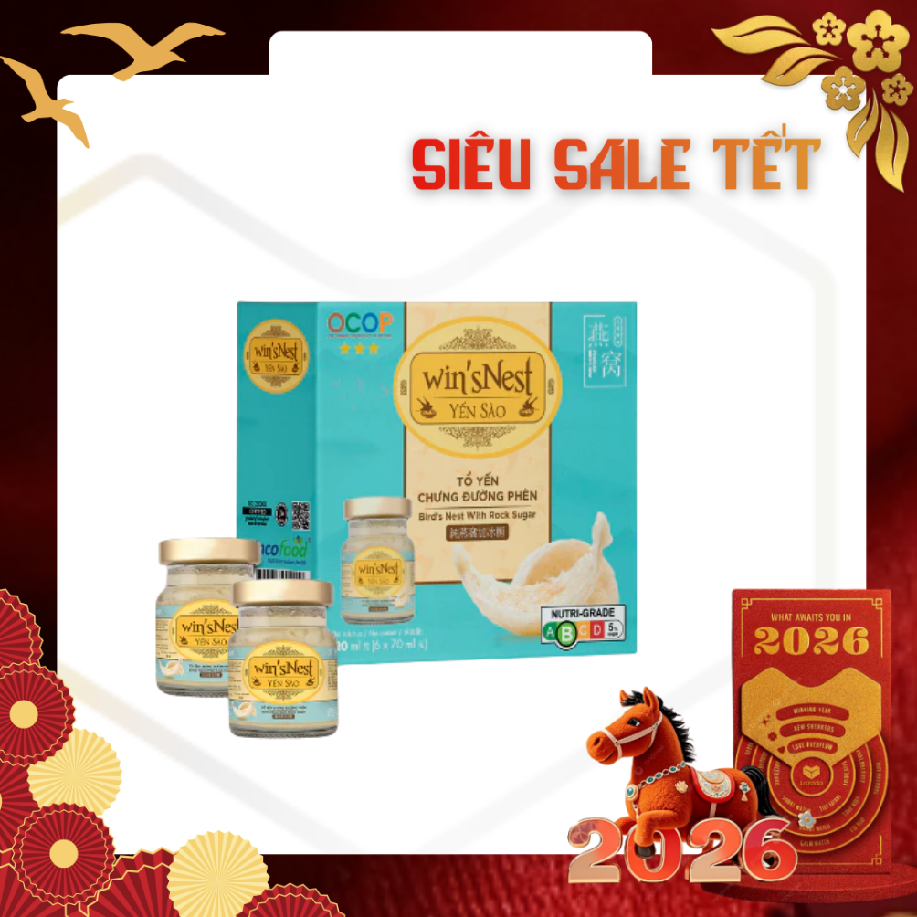 win'sNest -(0.45g) túi xuân YẾN CHƯNG ĐƯỜNG PHÈN (HỘP 6 LỌ/ 420ML)