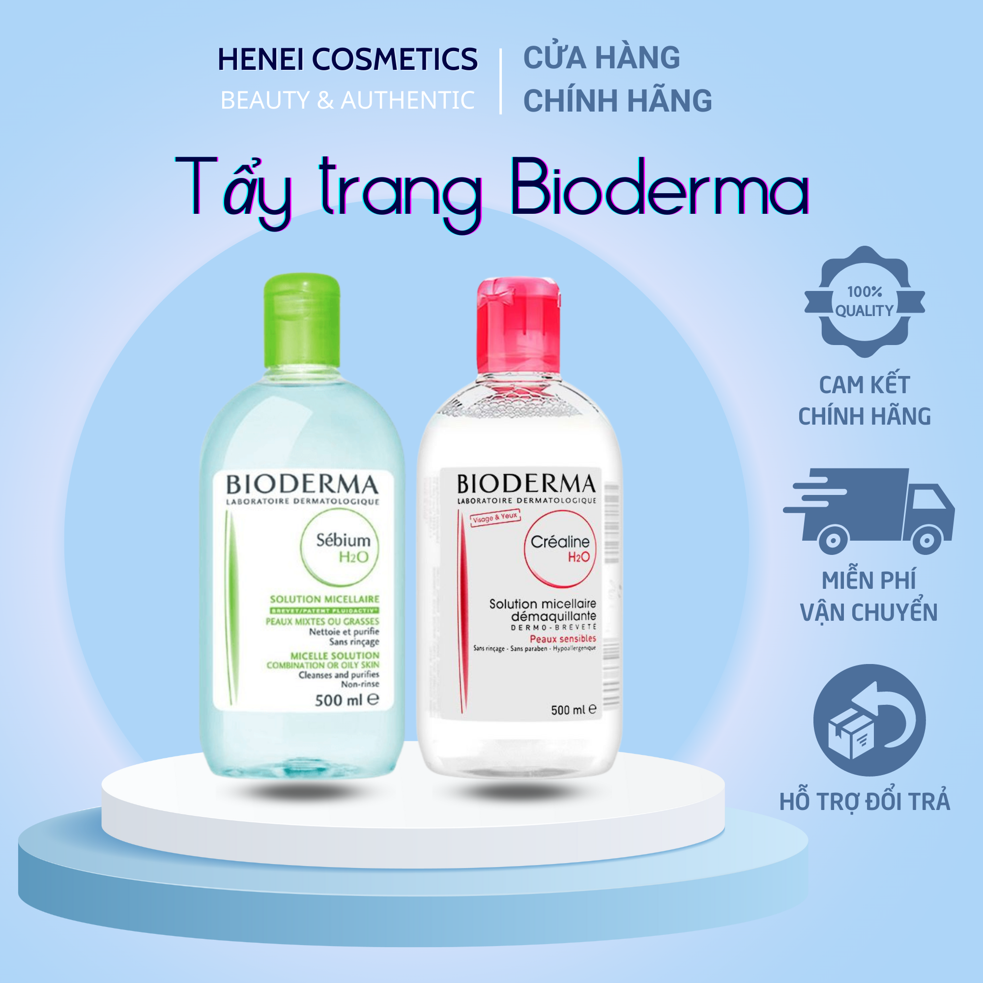 Nước tẩy trang cho da dầu và da nhạy cảm bioderma h2o solution micellaire 500ml
