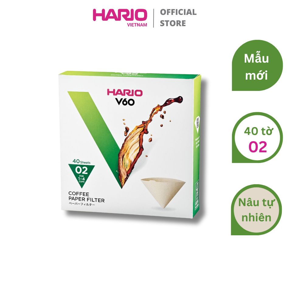 Giấy lọc cà phê hario v60 40 tờ - v60 paper filter 02 m 40 sheets vcf-02-40m