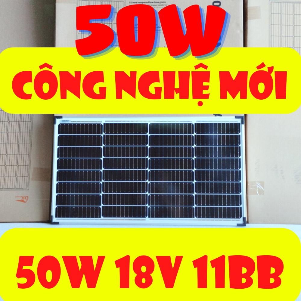 💥công nghệ mới 50w 18v 11bb 💥 tấm pin năng lượng mặt trời 50w mono hiệu suất cao tặng jack mc4