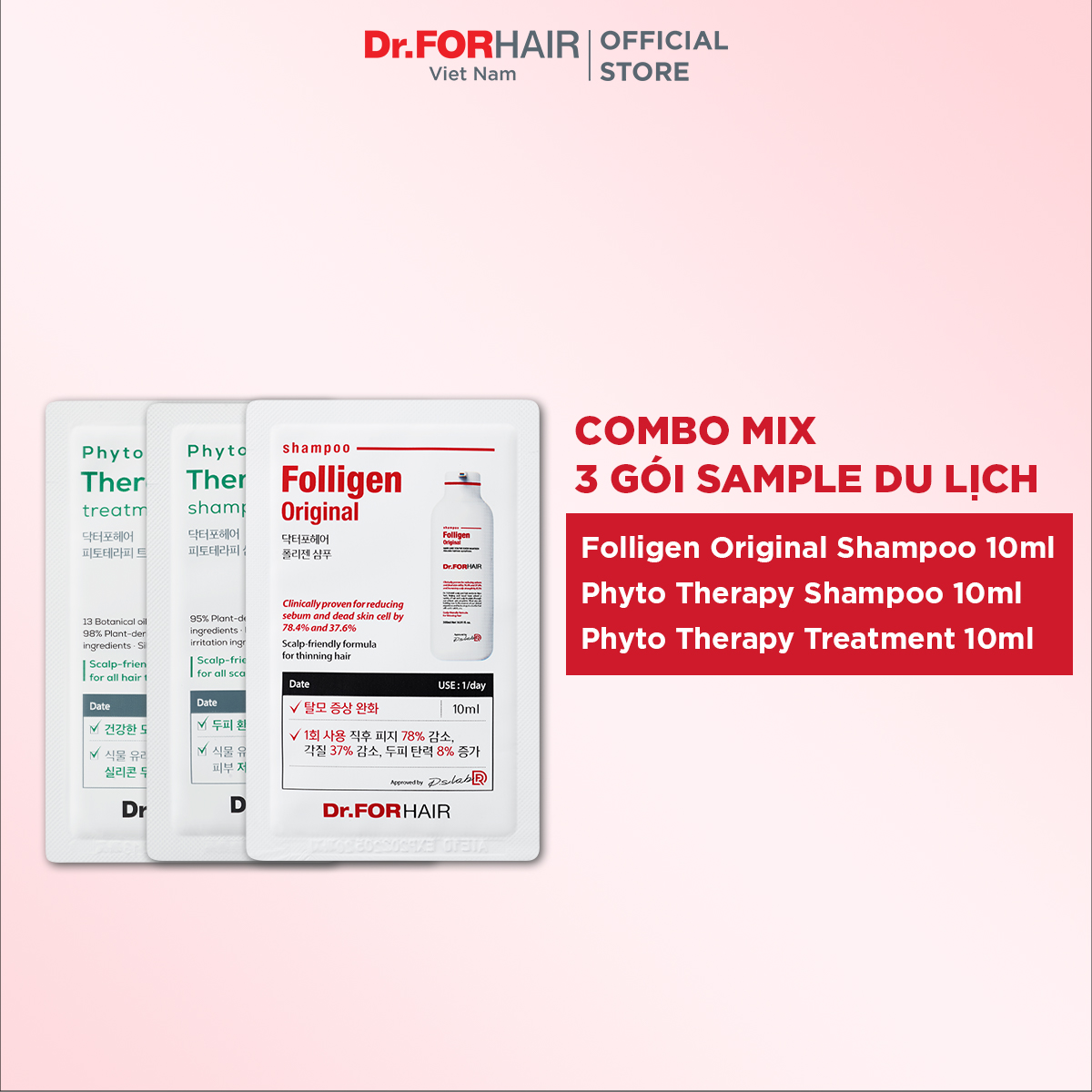 Combo mix gói dùng thử bất kì dầu gội/ dầu xả chống rụng tóc ngăn gàu, giảm dầu nhờn Dr.FORHAIR Hàn Quốc