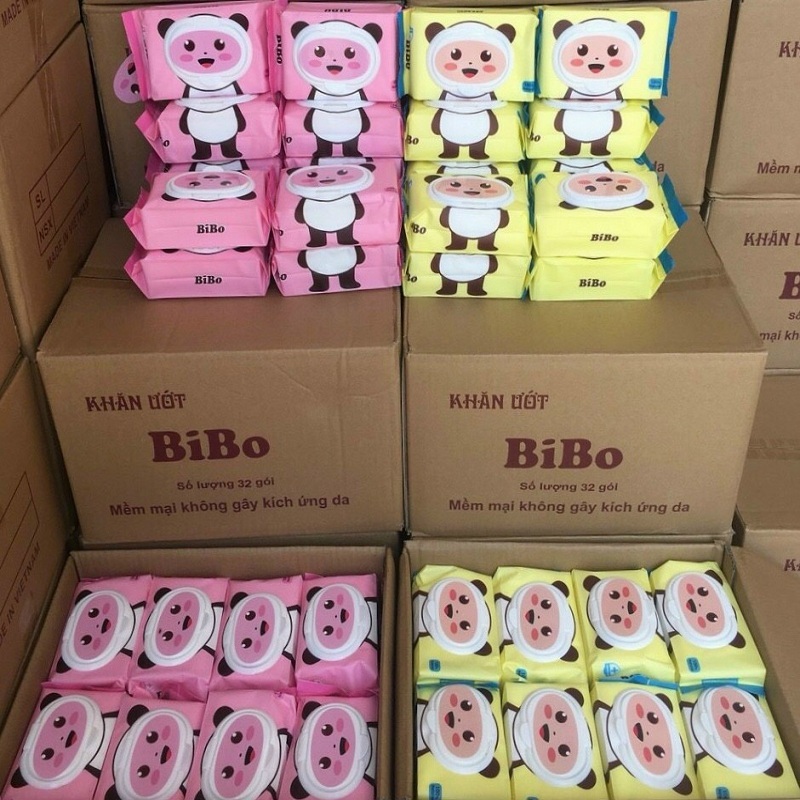 [Thùng 30 Gói]  Giấy Ướt Cho Bé Cao Cấp BIBO Không Mùi Mềm Mại Không Xơ Không Gây Kích Ứng Da