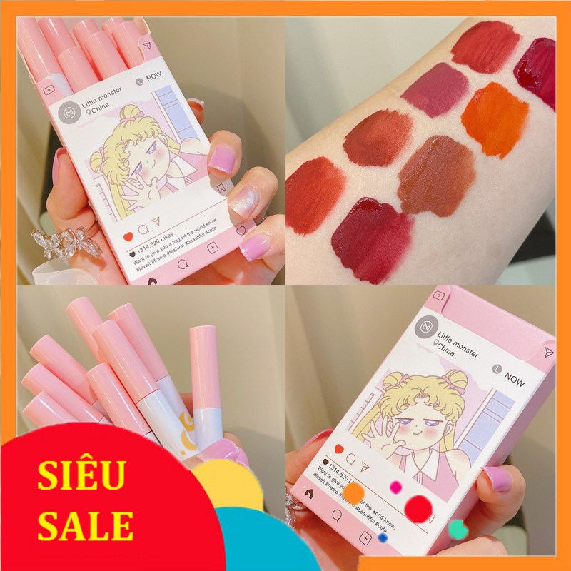 Set 8 thỏi son kem lì wetn phiên bản thủy thủ mặt trăng siêu lì , siêu mềm mượt môi