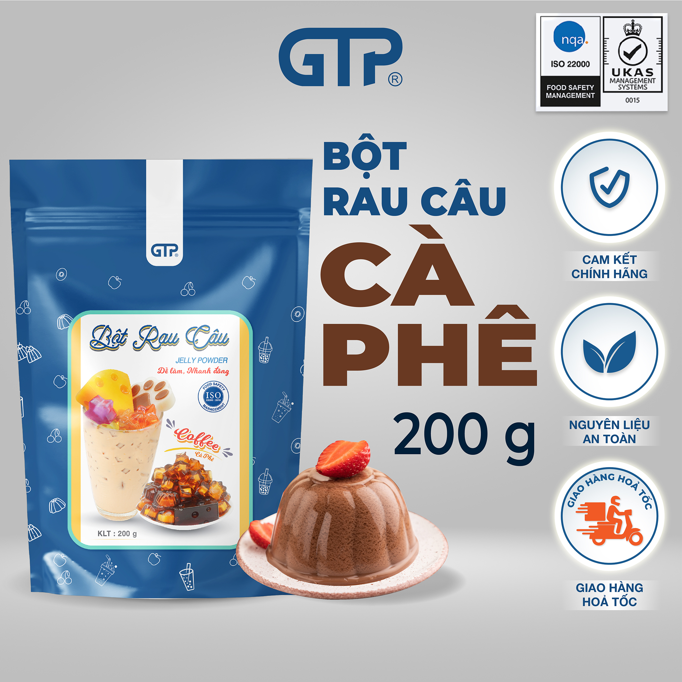 Bột rau câu GTP (200gam) bột làm thạch rau câu pha sẵn bột jelly bột nấu thạch rau câu giòn dẻo