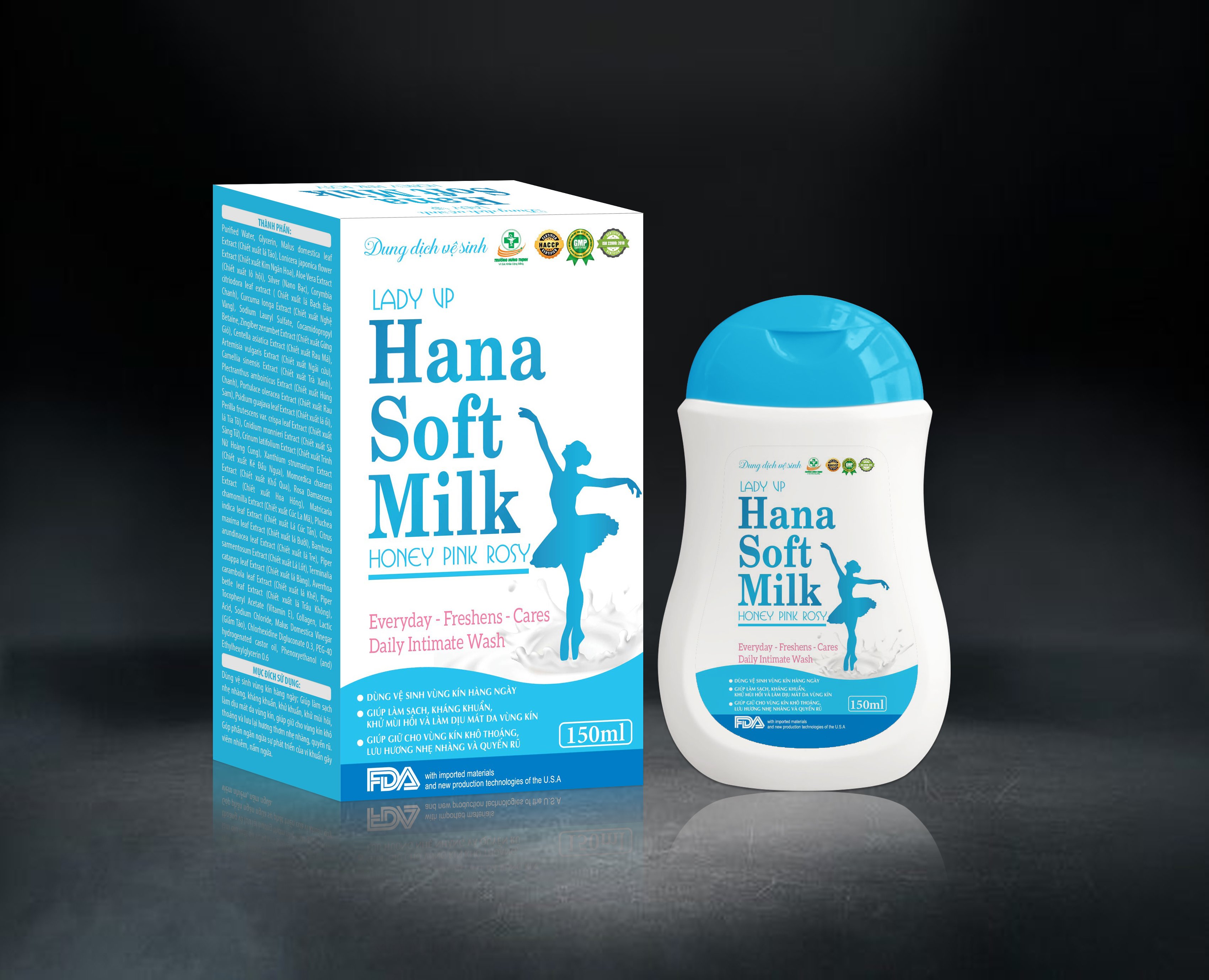 Dung Dịch Vệ Sinh Lady VP Hana Soft Milk Giúp Vệ Sinh Vùng Kín Hàng Ngày, Làm Sạch, Kháng Khuẩn, Khử