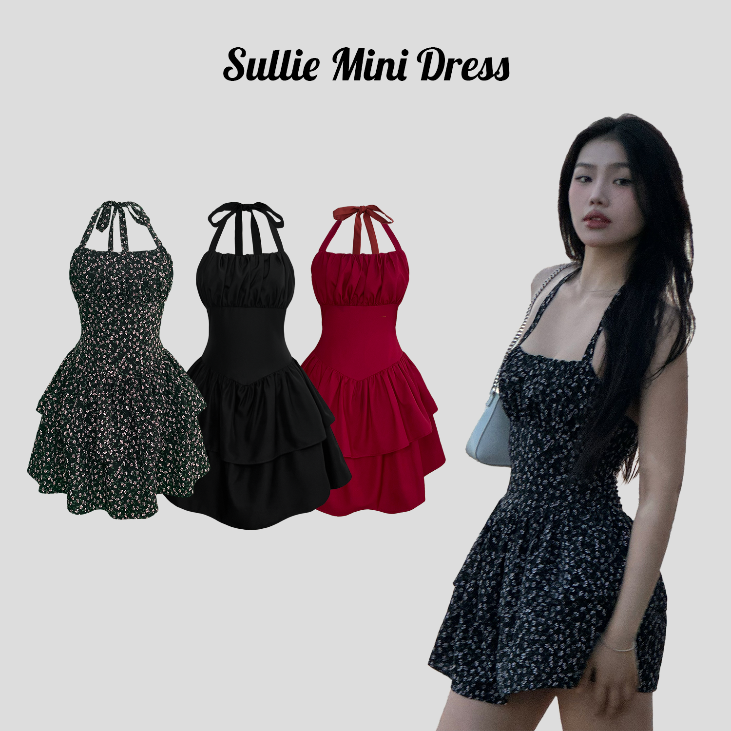 DALLA Đầm hai tầng cột dây lụa
