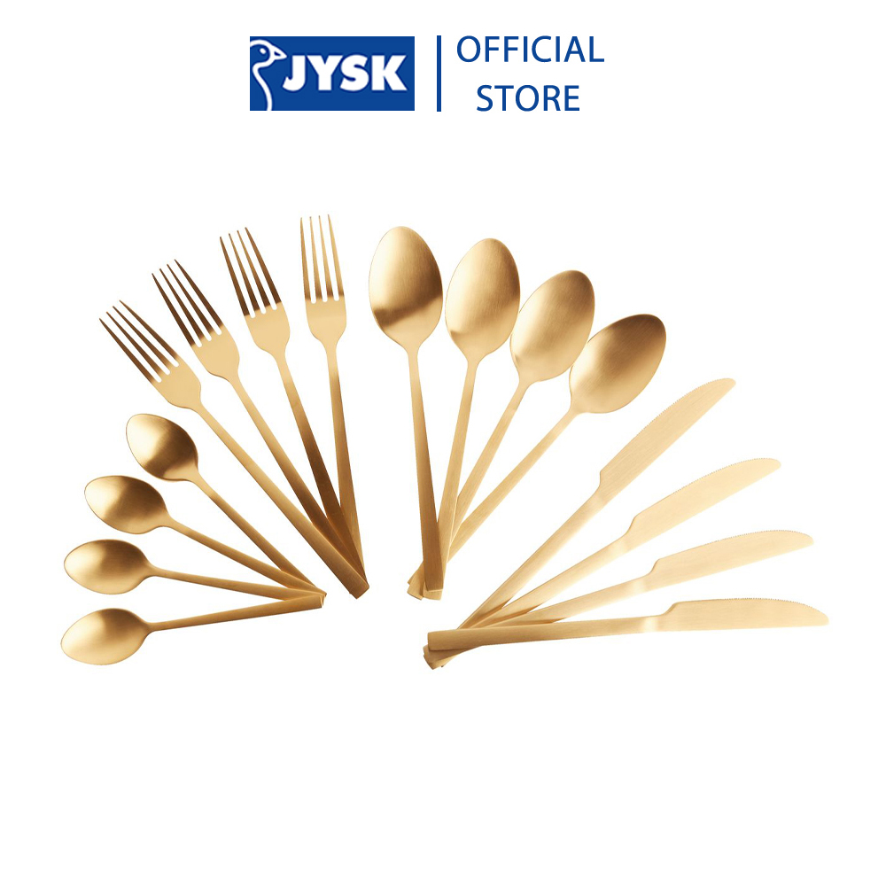 Bộ 16 món dao thìa dĩa | jysk mikael | inox | vàng | d14/23cm