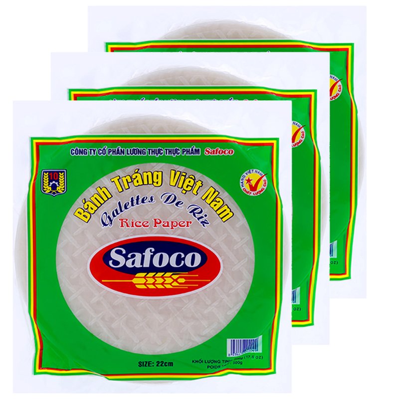 Combo 3 gói bánh tráng việt nam safaco size 22cm gói 300gr - dùng cuốn nem, gỏi