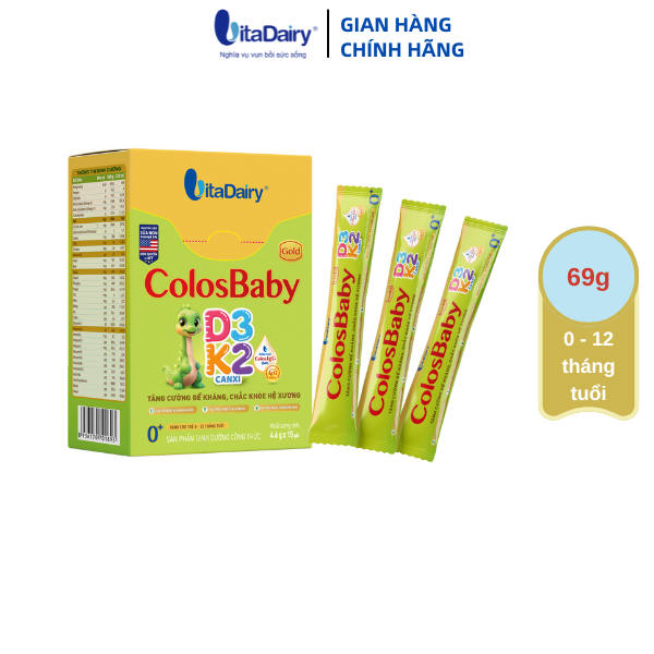 Sữa non Colosbaby Gold D3K2 0+ 69g (dạng gói) - hộp 15 tép nhỏ - VitaDairy